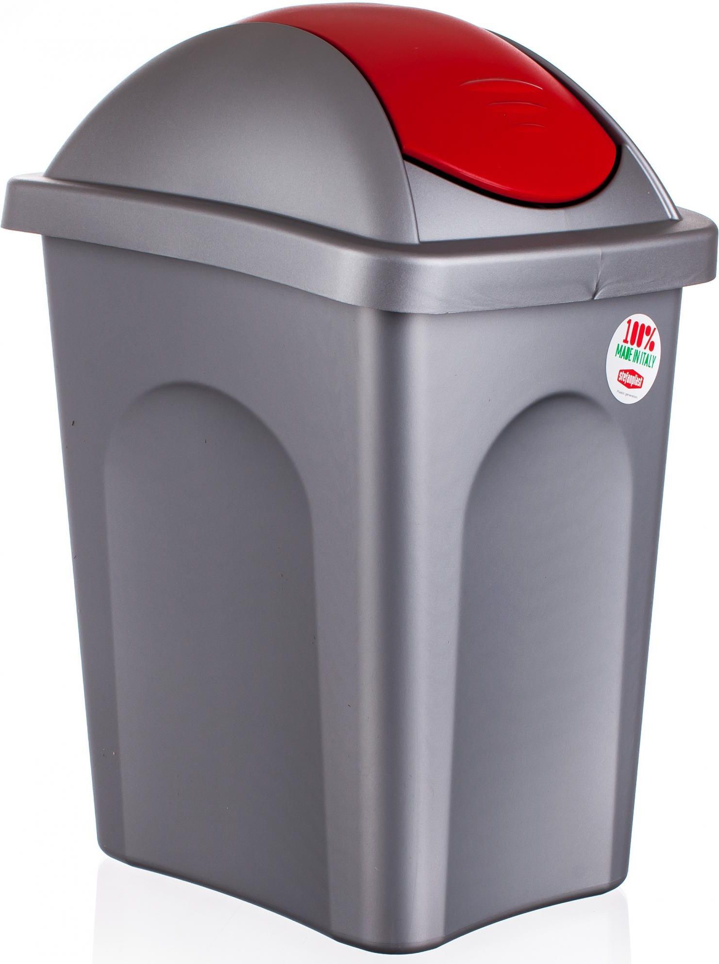 Stefanplast, Pattumiera Basculina multipat, portarifiuti, con Coperchio Basculante, Nero Verde, 29x39x50 cm