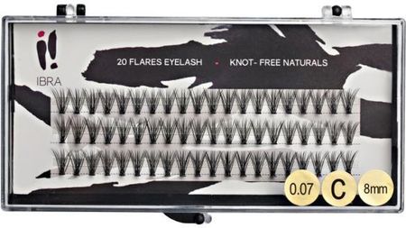 Ibra DOUBLE FLARES EYELASH KNOT-FREE NATURALS Kępki sztucznych rzęs o podwójnej objętości 8mm