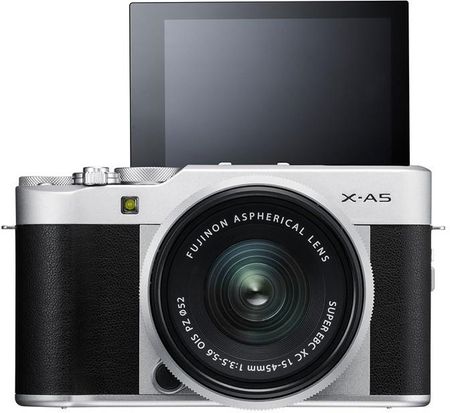 Aparat cyfrowy Fujifilm X-A5 srebrny + 15-45mm bezlusterkowiec