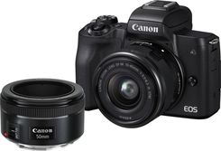 Aparat cyfrowy z wymienną optyką Canon EOS M50 czarny + 15-45mm + 50mm - zdjęcie 1