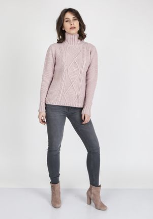 MKMSwetry Sweter Estelle SWE 121 Pudrowy róż