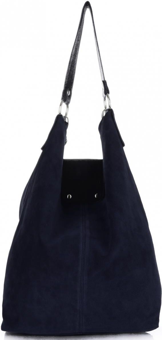 Duża Torba Skórzana Shopper XXL Vittoria Gotti Made in Italy zamsz naturalny wysokiej jakości Granatowa Duża Torba Skórzana Shopper XXL Vittoria Gotti Made in Italy zamsz naturalny wysokiej jakości Granatowa