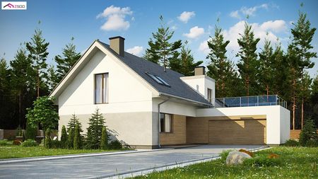 ＊DOM SPACE DESIGN ＊ Projekt domu Z358 Współczesny dom jednorodz z lukarną i