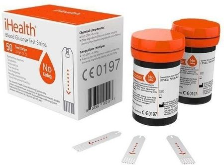 IHealth Glukometr Blood Glucose Test Strips, No Coding, 2 vials of 25 test strips