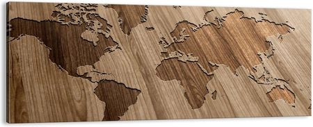 Obraz na płótnie Mapa Świata Drewno AB100x40-3042