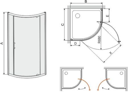 Sanplast Tx Kp1Dj/Tx5B Kabina Narożna Półokrągła 80x80cm W0 600-271-0401-38-401