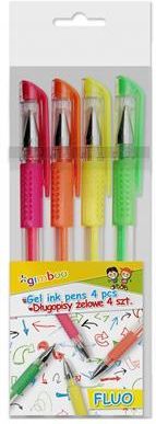 Długopis żelowy GIMBOO Fluo, 0,8mm, 4 szt., zawieszka, mix kolorów