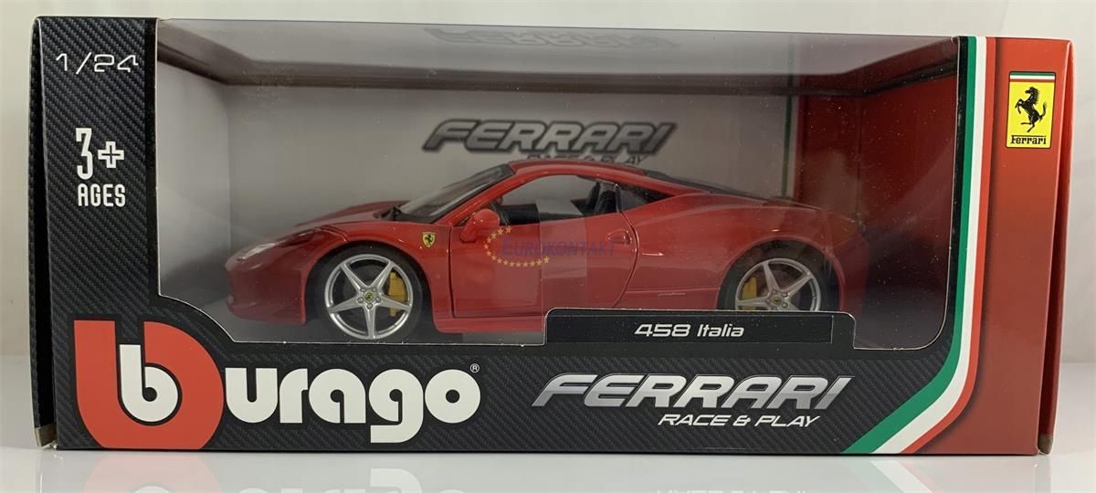 Bburago Ferrari 458 Italia 1:24 Diecast Model – Met Openende Deuren En Motorkap, Diverse Kleuren