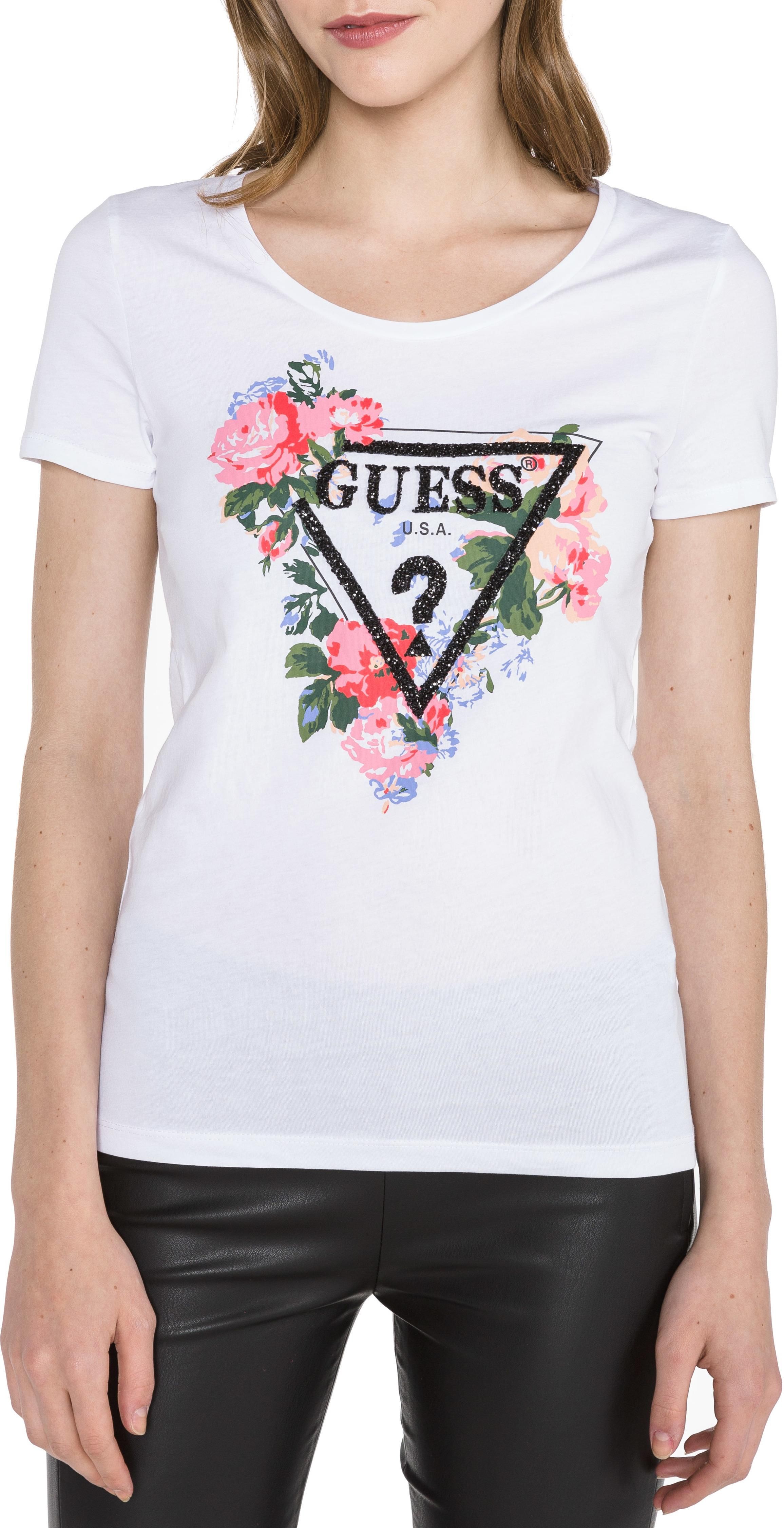 guess rose t shirt