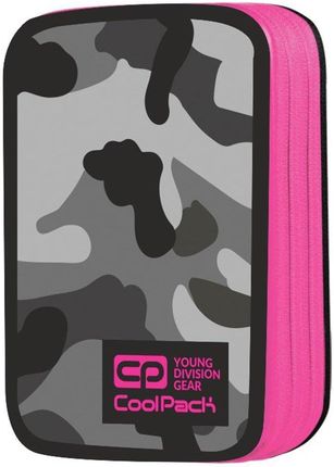 Coolpack Piórnik szkolny podwójny z wyposażeniem Jumper 2 Camo Pink Neon 87049CP nr A363
