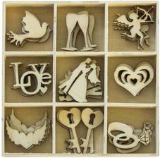 Zdjęcie ARGO Ozdoby drewniane ŚLUB pudełko 45szt. - Prószków