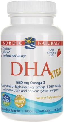 Nordic Naturals DHA Xtra Omega-3 1660mg truskawkowy 60 kaps