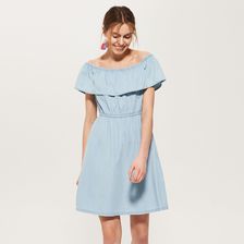 House - Denimowa sukienka hiszpanka - Niebieski - Ceny i opinie 