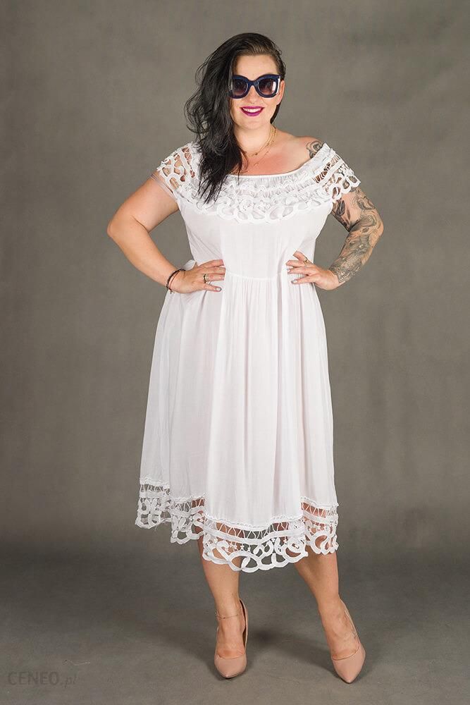 Biała Sukienka VACANZA Hiszpanka Plus Size - biały - Ceny i opinie -