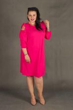 Amarantowa Sukienka POLLY Trapezowa Plus Size - różowy - Ceny i opinie -  