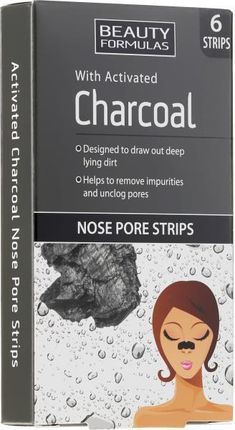 BEAUTY FORMULAS Charcoal paski oczyszczające na nos z aktywnym węglem 6szt