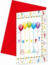decorata party Zaproszenia z Kopertami Happy Birthday 9,5x14,5cm 8473 6szt