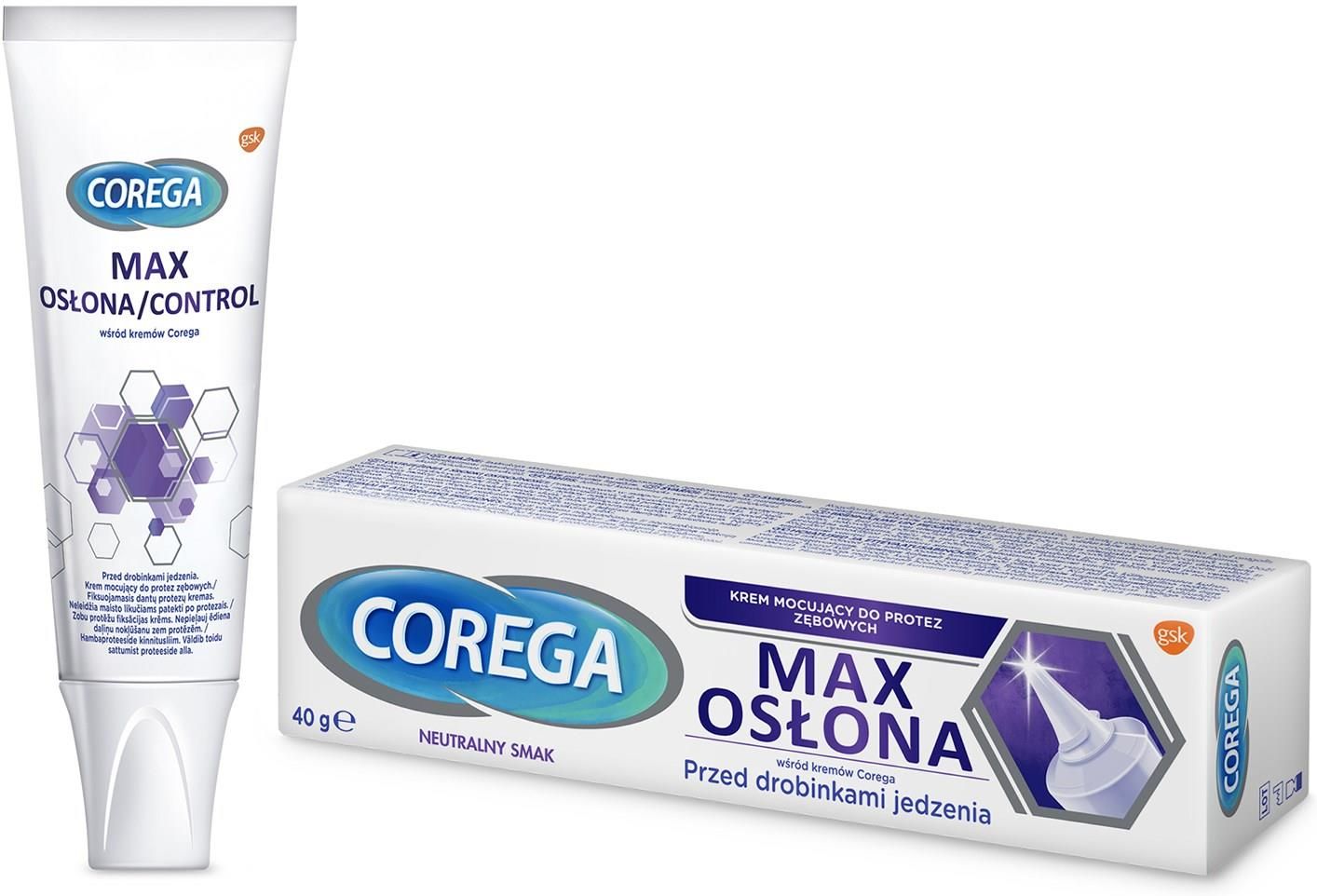 Corega Max Osłona Krem mocujący do protez zębowych 40g - zdjęcie 2 Corega Max Osłona Krem mocujący do protez zębowych 40g