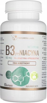 Progress Labs Niacyna Witamina B3 PP 50mg + Inulina 60 kaps