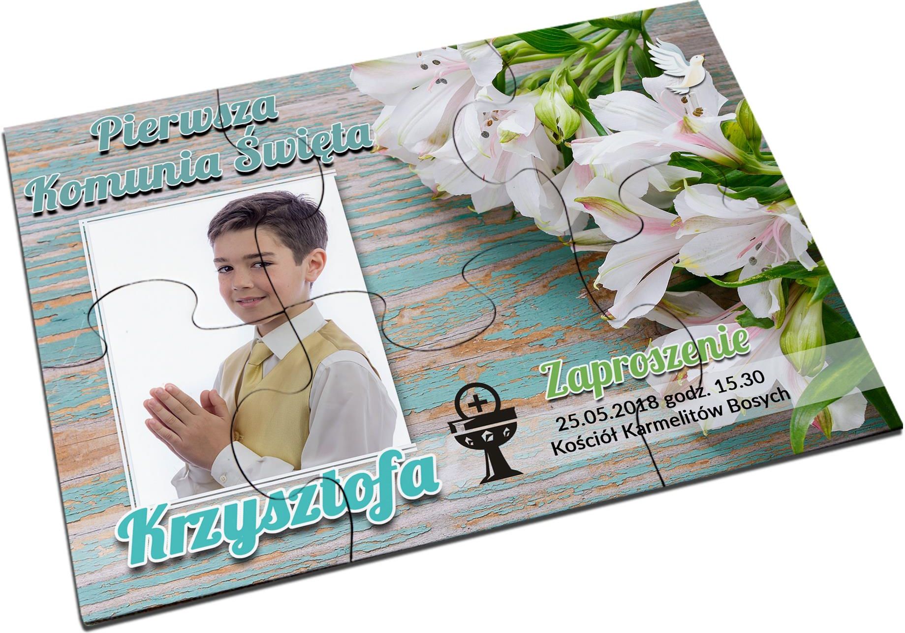 Fajnekubki Puzzle Zaproszenie Na Pierwszą Komunię świętą 23 Ceny I
