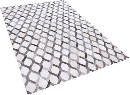 Beliani Prostokątny dywan skórzany 160 x 230 cm geometryczny wzór szary Aydin