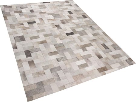 Beliani Nowoczesny dywan ze skóry bydlęcej do salonu szaro-beżowy 160 x 230 cm Korfez