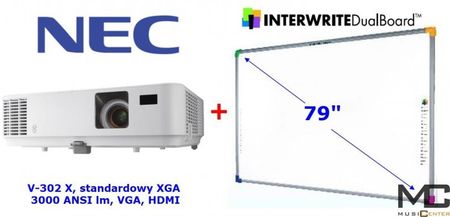 Turning Technologies Interwrite DualBoard 1279 - tablica interaktywna 79&quot; + projektor NEC V302X, projekt Aktywna Tablica