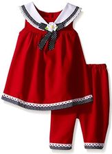 Amazon Bonnie Jean Sukienka Baby dziewczynka Sailor kadry tunika + spodnie  Czerwony Biały Niebieski - A-linie czerwony - Ceny i opinie 