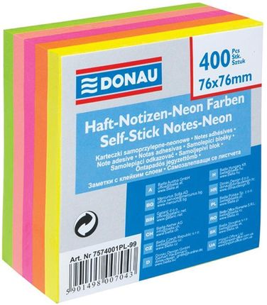 Donau Karteczki 76*76Mm 5 Kolorów Neon (400)