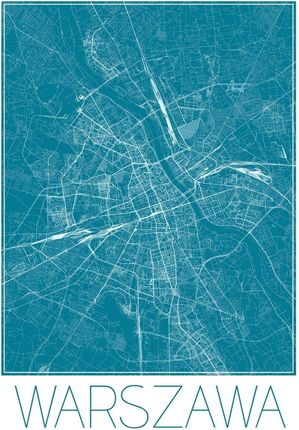 Warszawa Niebieska Mapa 50X70Cm