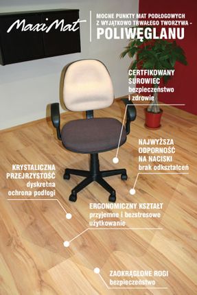Mata pod fotel biurowy- 100x125cm - ergonomiczny kształt, krystaliczna