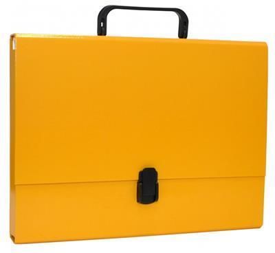 Teczka-pudełko OFFICE PRODUCTS, PP, A4/5cm, z rączką i zamkiem, żółta