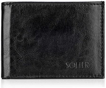 Skórzany portfel męski SOLIER SW06 czarny - Czarny