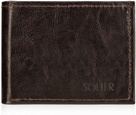 Skórzany portfel męski SOLIER SW06 ciemnobrązowy - Brązowy