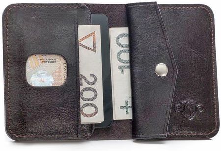 Skórzany cienki portfel męski z bilonówką SOLIER SW16 SLIM ciemny brąz - Brązowy