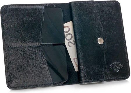 Skórzany cienki portfel męski z bilonówką SOLIER SW15 SLIM czarny - Czarny