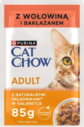 CAT CHOW Adult Mokra karma dla kotów dorosłych z wołowiną i bakłażanem w galaretce 85g