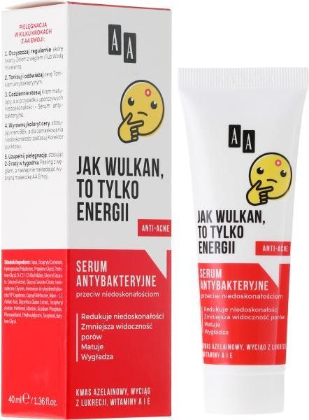 Aa Emoji Serum Antybakteryjne Przeciw Niedoskonałościom Jak Wulkan To Tylko Energii Z Witaminą A I E Oraz Kwasem Azelainowym 40ml