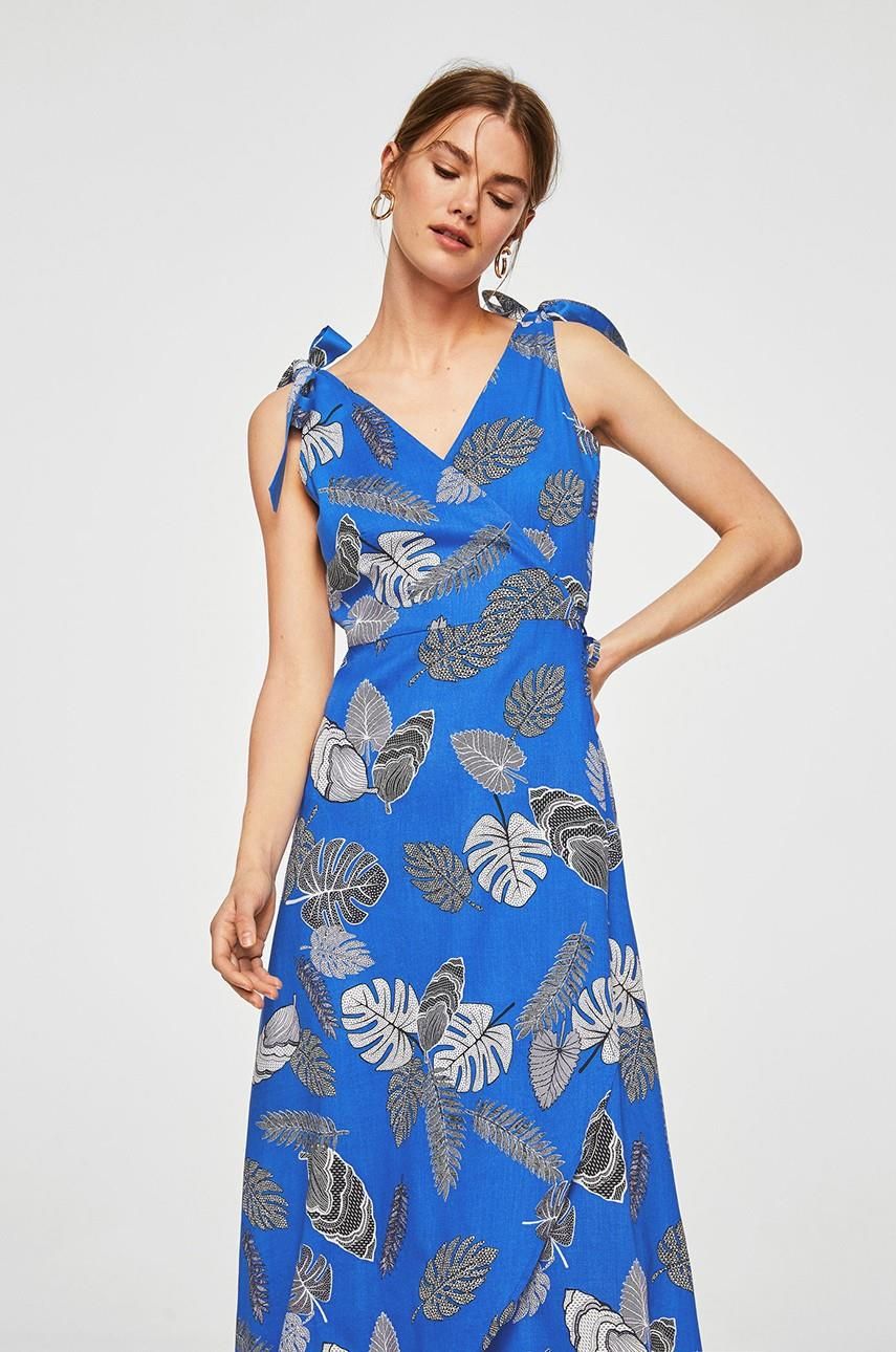 Mango Sukienka Leaves Ceny i opinie Ceneo.pl Chabrowa sukienka Mango 139,90 zł Jesień w kolorze blue