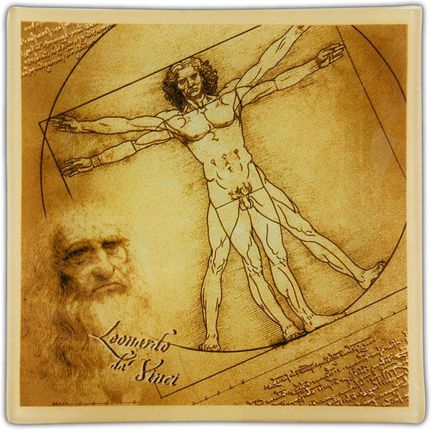 Carmani Talerz Dekoracyjny Leonardo Da Vinci Człowiek Witruwiański 13X13Cm (1982017)