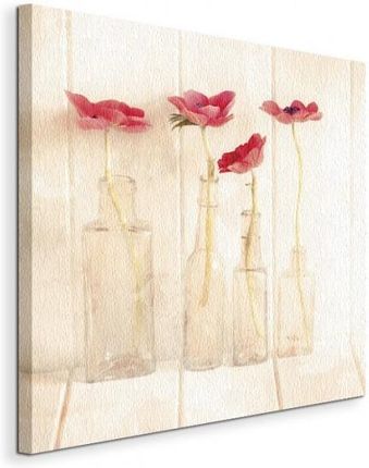 Różowe Kwiaty Zawilce W Flakonach Obraz 40X40 Cm