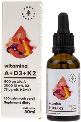 Aura Herbals Witamina "ADK" A + D3 (2000IU) + K2MK7 krople 30ml