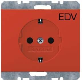 BERKER Gniazdo SCHUKO czerwony, z nadrukiem “EDV” (47157115)