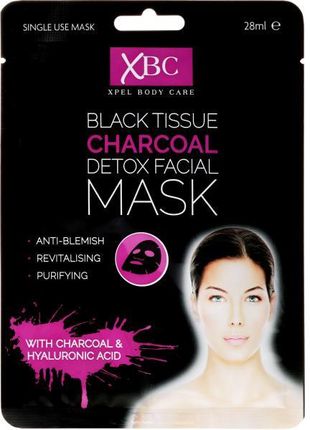 Xpel Body Care Black Tissue Charcoal Detox Facial Mask maseczka do twarzy 28ml