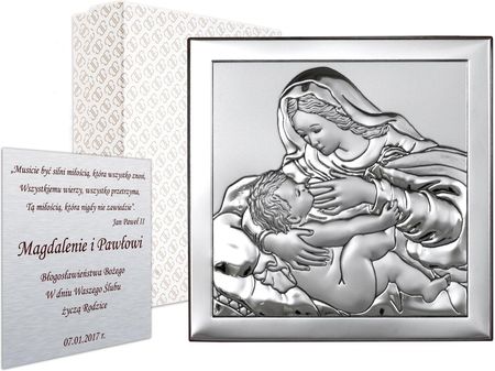 Srebrny Obrazek Matka Boża Karmiąca Pamiątka Ślubu