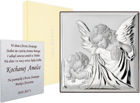 Srebrny Obrazek Aniołek Na Pamiątkę Chrztu Komunii 6740019451
