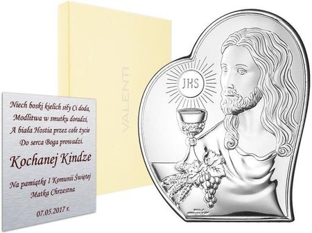 Srebrny Obrazek Komunijny Z Panem Jezusem Pamiątka