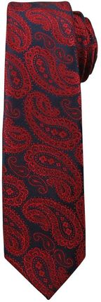 Modny i Elegancki Krawat Alties - Duży, Czerwony Wzór Paisley KRALTS0169