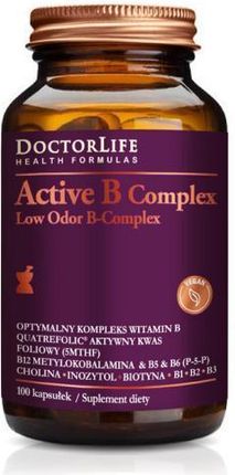 Doctor Life Active B Complex Aktywny kompleks witamin B B12 Folian Quatefolic 100 kaps
