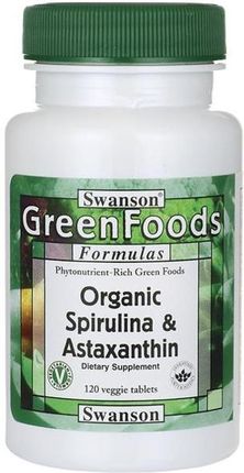 Swanson Organiczna Spirulina i Astaksantyna 120tabl.